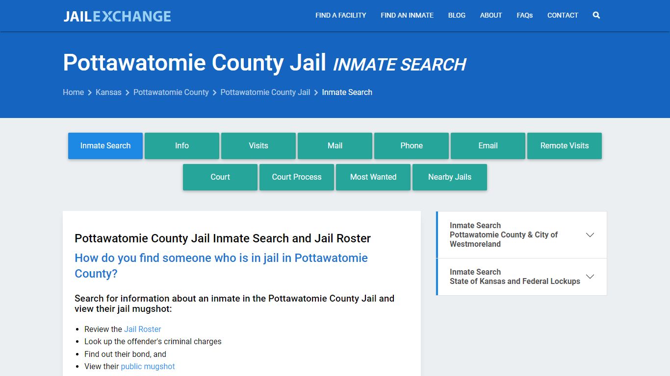 Inmate Search: Roster & Mugshots - Pottawatomie County Jail, KS